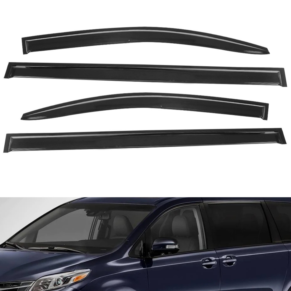 Geartronics Mugen Style Window Visors For Toyota Sienna 2011-2020 - Gloss Black