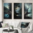thumbnail image 1 of Designart "Mysterious Morning Fallen Tree by Misty Lake II" Lakehouse Framed Wall Art Set Of 3 - Blue Lake House Frame Canvas Set For Living Room Decor, 1 of 6