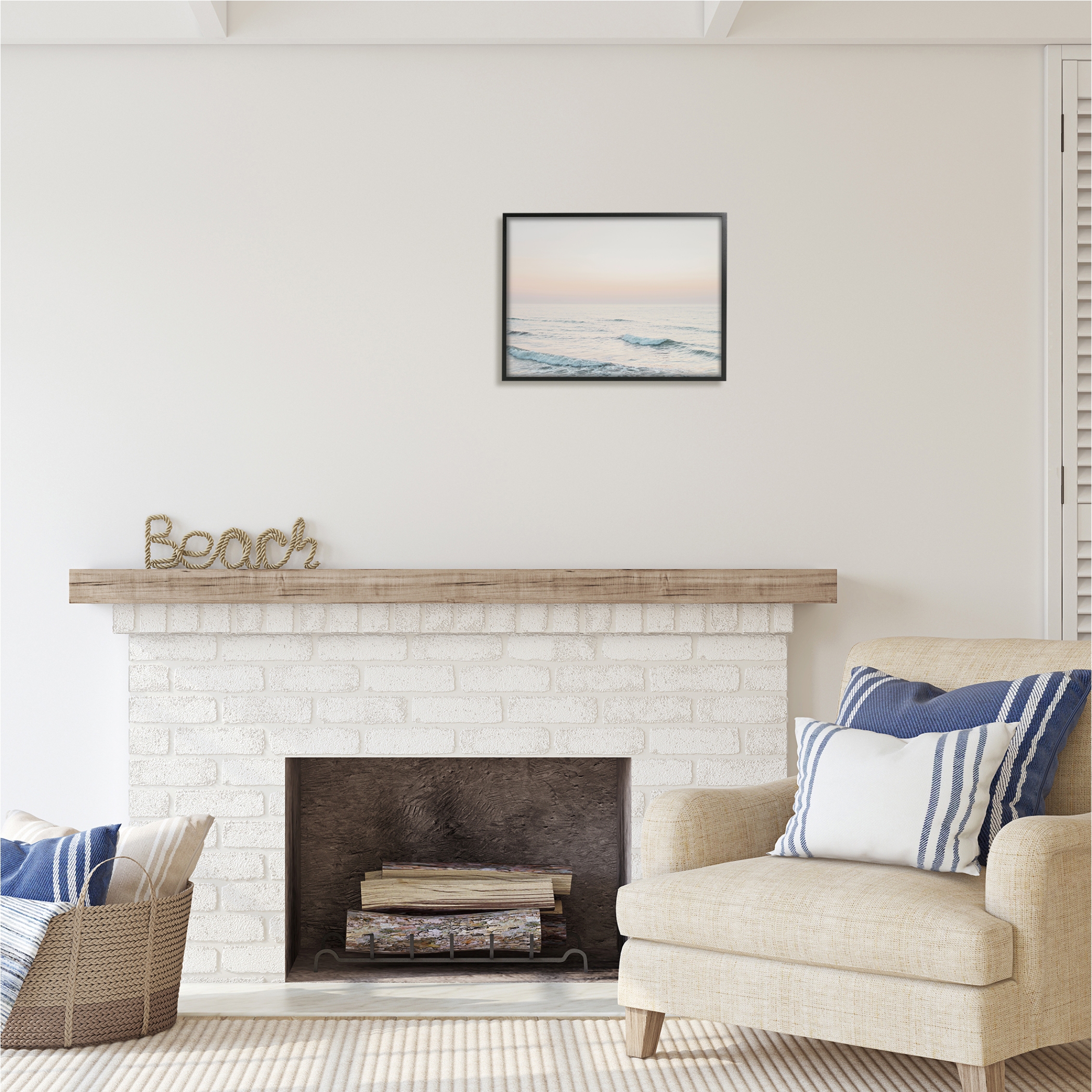 Stupell Industries Rolling Waves Photography Nature Photography Black Framed Art Print Wall Art, 20 x 16
