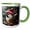 Green/White, variant on 3drose, a Chickadee Wearing a Santa Hat and Scarf, 11oz Two-tone Green Mug