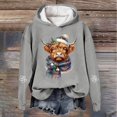 thumbnail image 2 of Oversized Christmas Hoodies for Women Highland Cattle Print Long Sleeve Hooded Sweatshirts Xmas Holiday Loose Casual Fall Winter Warm Pullover Tops, 2 of 3