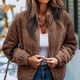 thumbnail image 4 of Chaqueta polar acogedora para mujer, chaqueta de transición, forrada con cremallera de manga larga, abrigo de otoño invierno con bolsillos, 4 of 5