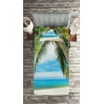 thumbnail image 2 of Ambesonne Tree Quilted Coverlet 2 Pcs, Shadow Shade of Palms, Twin Size, Pale Green Pale Blue, 2 of 2