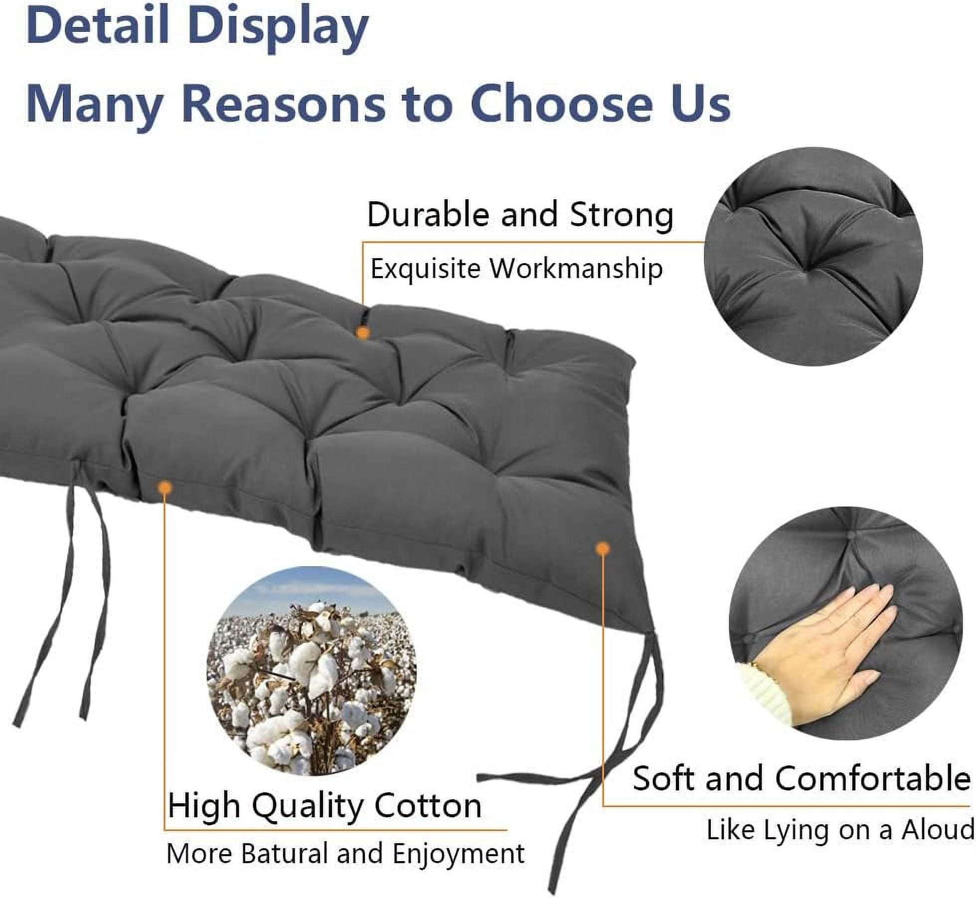 Namzi 1 Pcs Bench Cushion, Outdoor Bench Cushion for Patio & Garden, Heavy Duty Outdoor Furniture Cushion for Porch Seating,59*19.68*3.14inch,Dark Grey