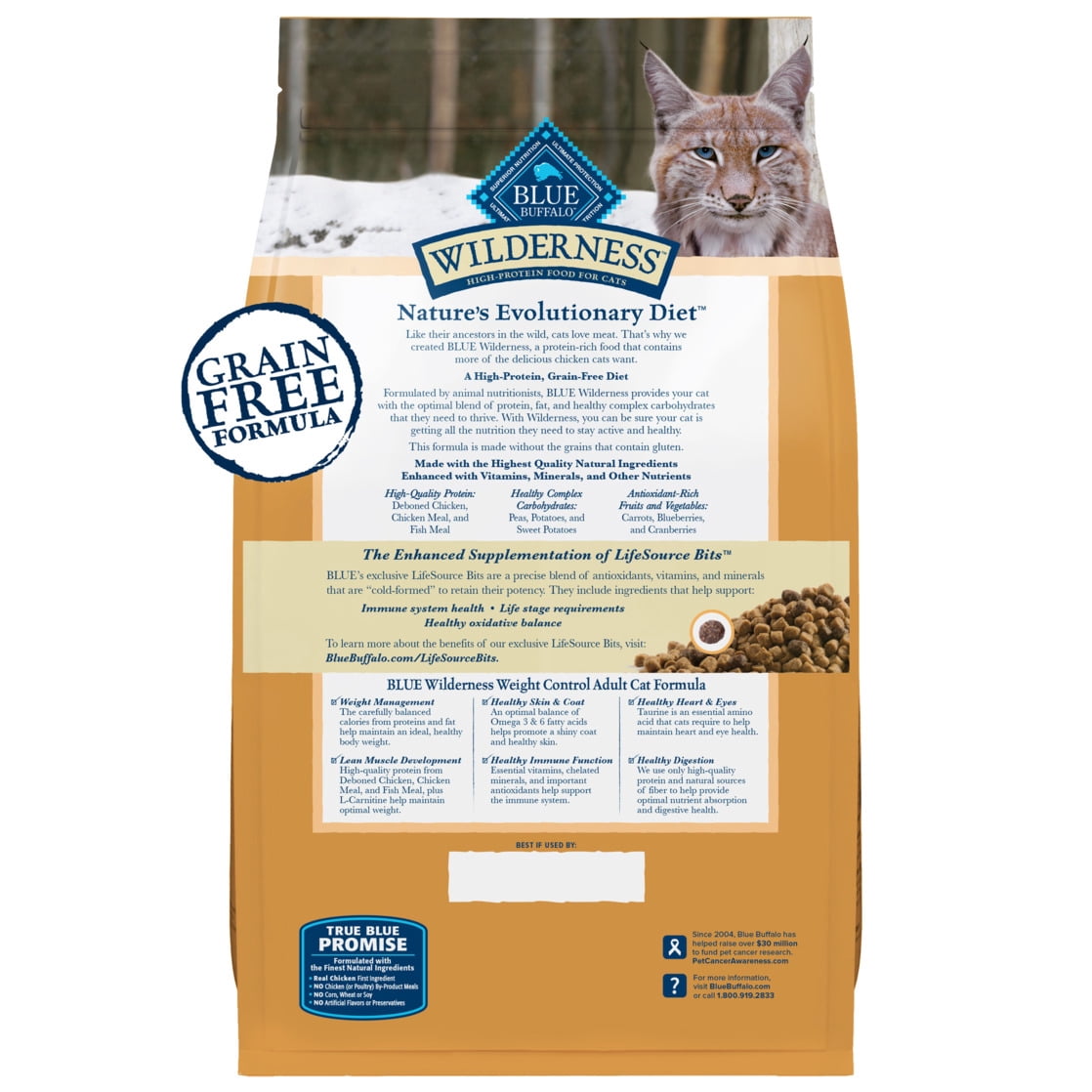 Blue Buffalo Wilderness Natural Dry Cat Food, Weight Control, Chicken, 11-lb. Bag