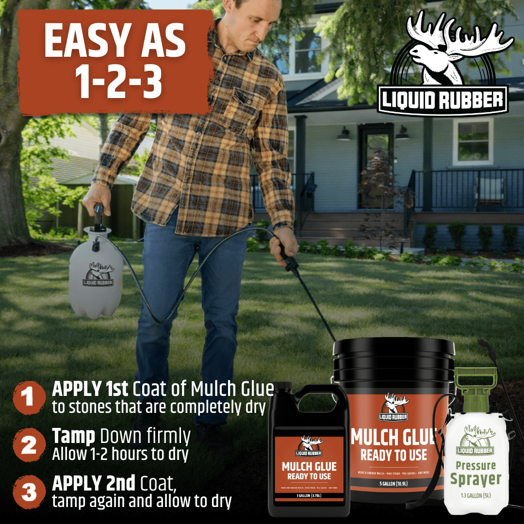 Liquid Rubber Clear Mulch Glue Pre-Mixed 1 Gallon, 50 Sq ft Coverage, Weatherproof