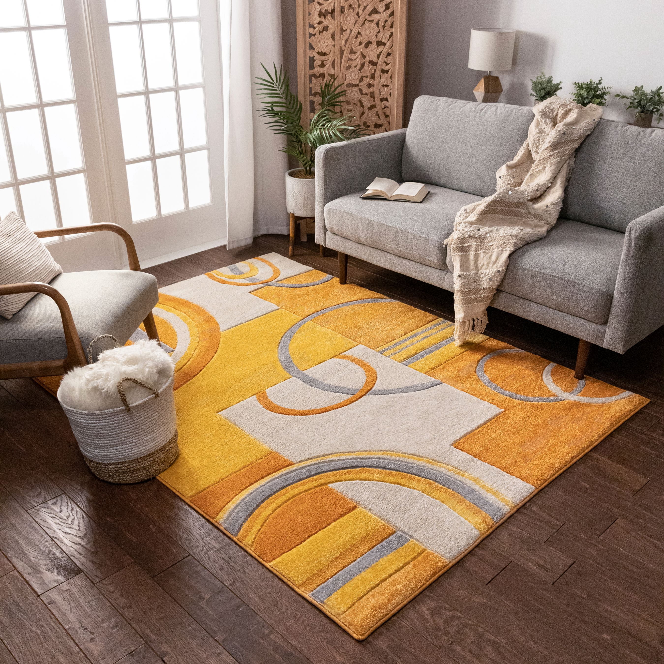 Well Woven Ruby Galaxy Waves Modern Geometric Orange 5'3" x 7'3" Area Rug