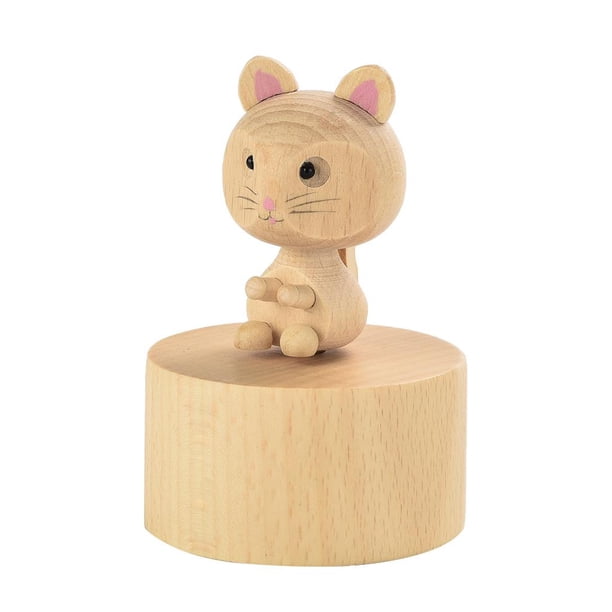 Con melodía, caja musical de madera para regalo de baby shower, regalo de feliz cumpleaños gato