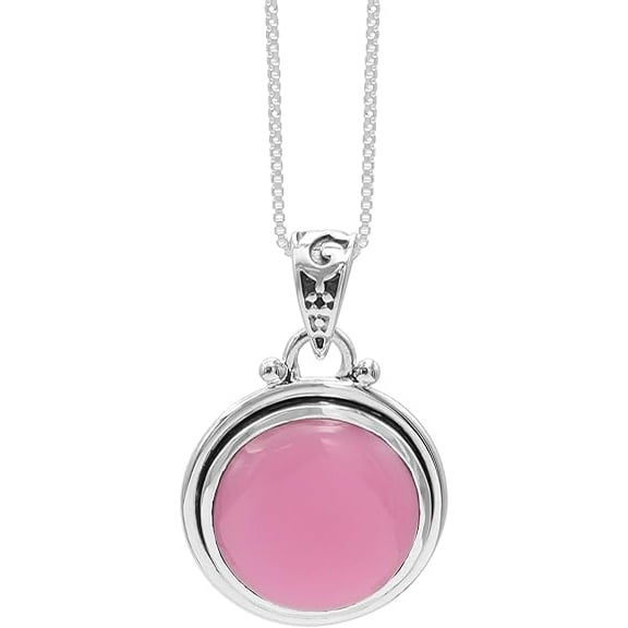 Pink Opal Pendant Necklace 925 Sterling Silver for Women with 18 Inches Box Chain
