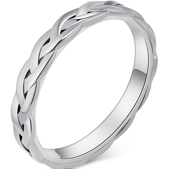 3mm Stainless Steel Braided Woven Rope Style Classic Plain Wedding Band Ring