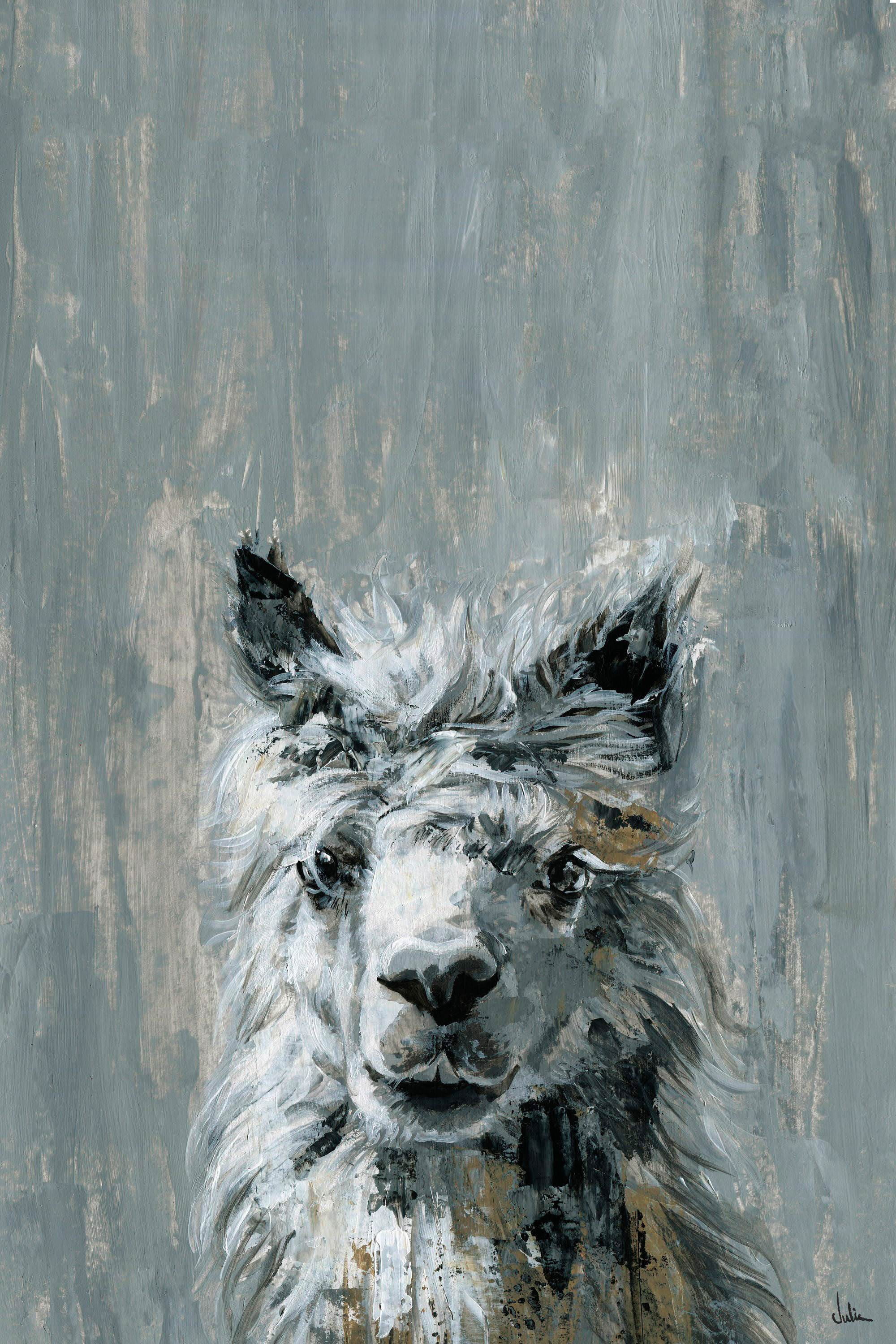 Bonjour Llama II Painting Print on Wrapped Canvas