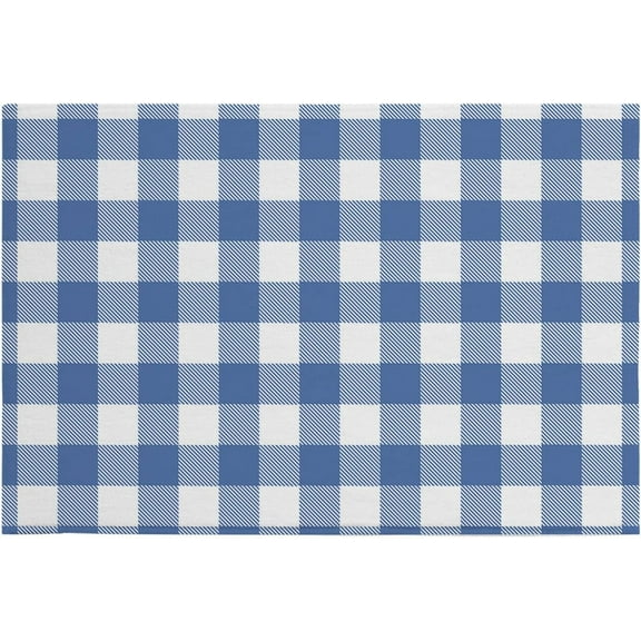 Blue Buffalo Check Plaid Farmhouse Style Indoor Doormat Non-Slip Front Door Mats,Welcome Mat, Bathroom Rugs 16x24 In
