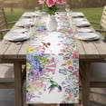 thumbnail image 4 of Watercolor Flowers Table Runner - 72 Inch Long Spring Hummingbird Butterflly Floral Cotton and Linen Blended Dress Scarves Farmhouse Table Runner for Kitchen Dining, Coffee Table, 13" x 72", 4 of 8