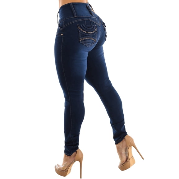 Womens Juniors Butt Lifting Skinny Jeans - High Waisted Dark Wash Skinny Jeans - Dark Wash Jeans 11074M