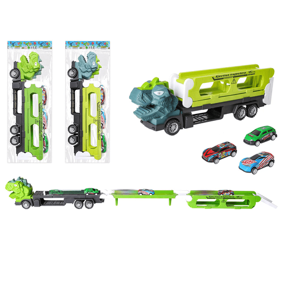 BESTSKY 2026 New 3 Pcs Toy Cars Transformable Design Boy Toys for Play Imaginative Collectible Age 6-8 Dual-Mode Foldable Semi Truck Toy Light Green