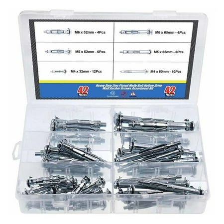 

Heavy Expansion Bolt Set 42 Pcs Zinc Plated Hollow Drive Wall Anchor Screws Zinc Plated Hollow Drive Wall Anchor Screws Set 42 Pcs for Drywall Plaster and Tile Heavy Expansion Bolt Set