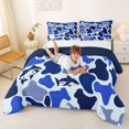 thumbnail image 3 of Feelyou Ocean Camo Shark Queen Comforter Set for Kids Boys Girls, Cartoon Coastal Wildlife Bedding Comforter Set, Navy, Blue Reversible, 3-Piece, 3 of 6