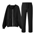 thumbnail image 3 of Womens Sweatsuits 2 Piece Set Solid Color Full Zip Up Long Sleeve Hooded Pullover Tops and Jogger Pant Baggy Comfy Fall Winter Track Suits Trendy, 3 of 3