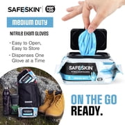 SAFESKIN Nitrile Disposable Gloves in 4 Packs of 50/200 Total, Medium Duty, Large Size, Powder Free - For Food Handling, First Aid, Cleaning, Gardening, Crafting - Premium Medical Exam Gloves