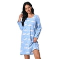 thumbnail image 3 of FEREMO Long Sleeve Nightgowns for Women Cotton Printed Sleepshirt Soft Loose House Dresses 2 Pack, 3 of 7