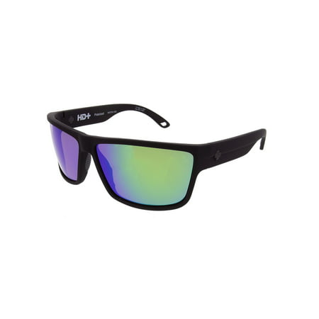 Spy Sunglasses 673248973861 Rocky HD Plus Polarized Mirrored Lenses Scratch Resistant Rectangle Shape, Soft Matte Black