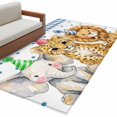 thumbnail image 2 of Rectangle Rug 4x6ft Area Rug,Cartoon Elephant Lion Leopard Area Rugs for Living Room Bedroom,Cute Animal Blue Plaid Polka Dot Floor Mat Non-Slip Non-Shedding Carpet Indoor Accent Rugs, 2 of 9