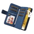 thumbnail image 2 of Allytech Wallet Case for Samsung Galaxy S23 FE with Zipper Pocket & 9 Card Slots & Wrist Strap, Fashion PU Leather Kickstand Magnetic Closure Shockproof Non-Slip Case for Women Men - Blue, 2 of 8