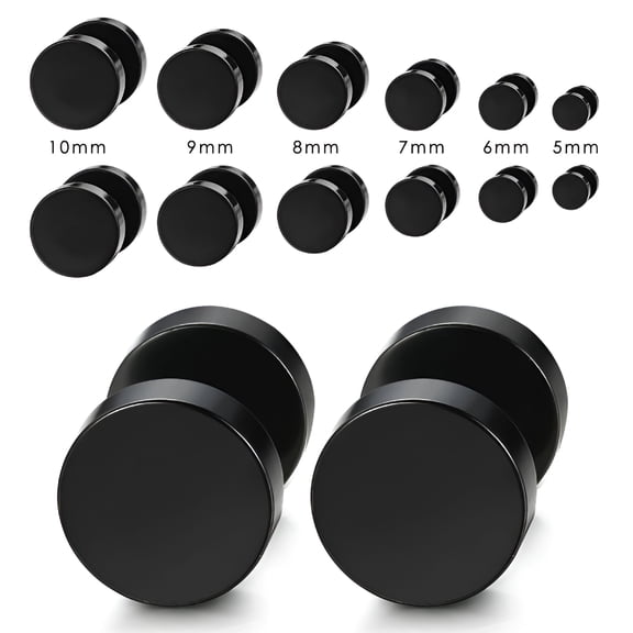 DESIGNICE 6 Pair Stud Earrings For Men Women Faux Gauges Ear Tunnel Fake Gauge Earrings Punk Barbell Shaped Earrings Titanium Steel
