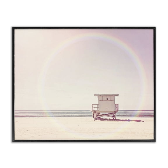 Stupell Industries Traditional Rainbow Beach Hut Photography Black Framed Giclee Art, 14 x 11, by Sisi and Seb