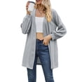 thumbnail image 2 of Women'S Crochet Open Cardigan Long Sleeve Cover Up Summer Blue Gray L, 2 of 9