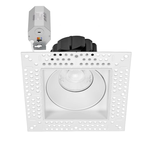 Maxxima 3 in. Trimless Slim Square Recessed Anti-Glare LED Downlight, White, Canless IC Rated, 800 Lumens, 5 CCT 2700K-5000K