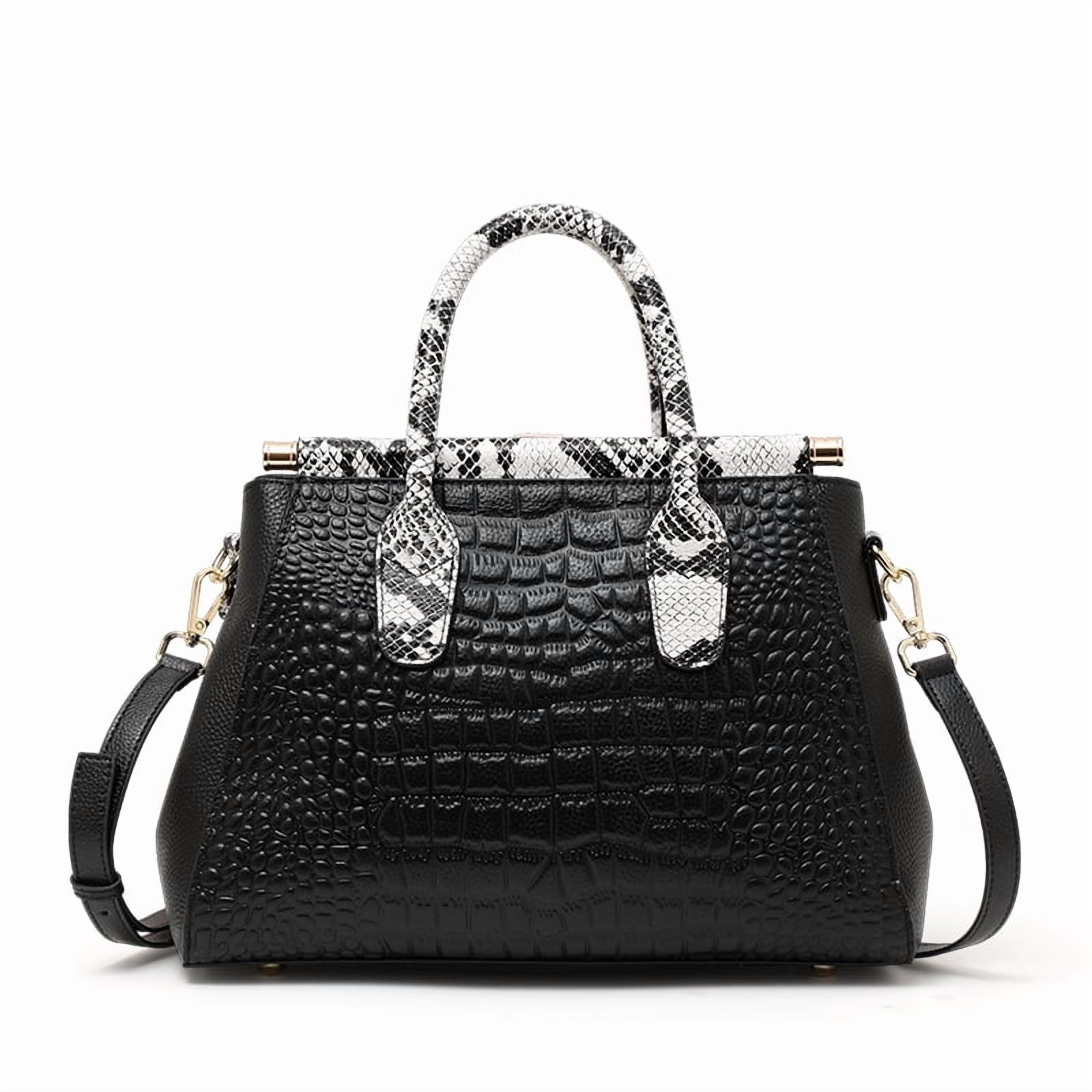 Genuine leather crocodile snake-print women's handbag 2025 detachable shoulder strap large capacity single shoulder strap