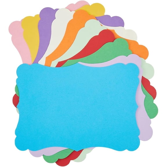 50Pcs 10 Colors Blank Kraft Cards Cardstock Paper Thick 5x7In Greeting Card Vintage Floral Border Portable Bookmark Note