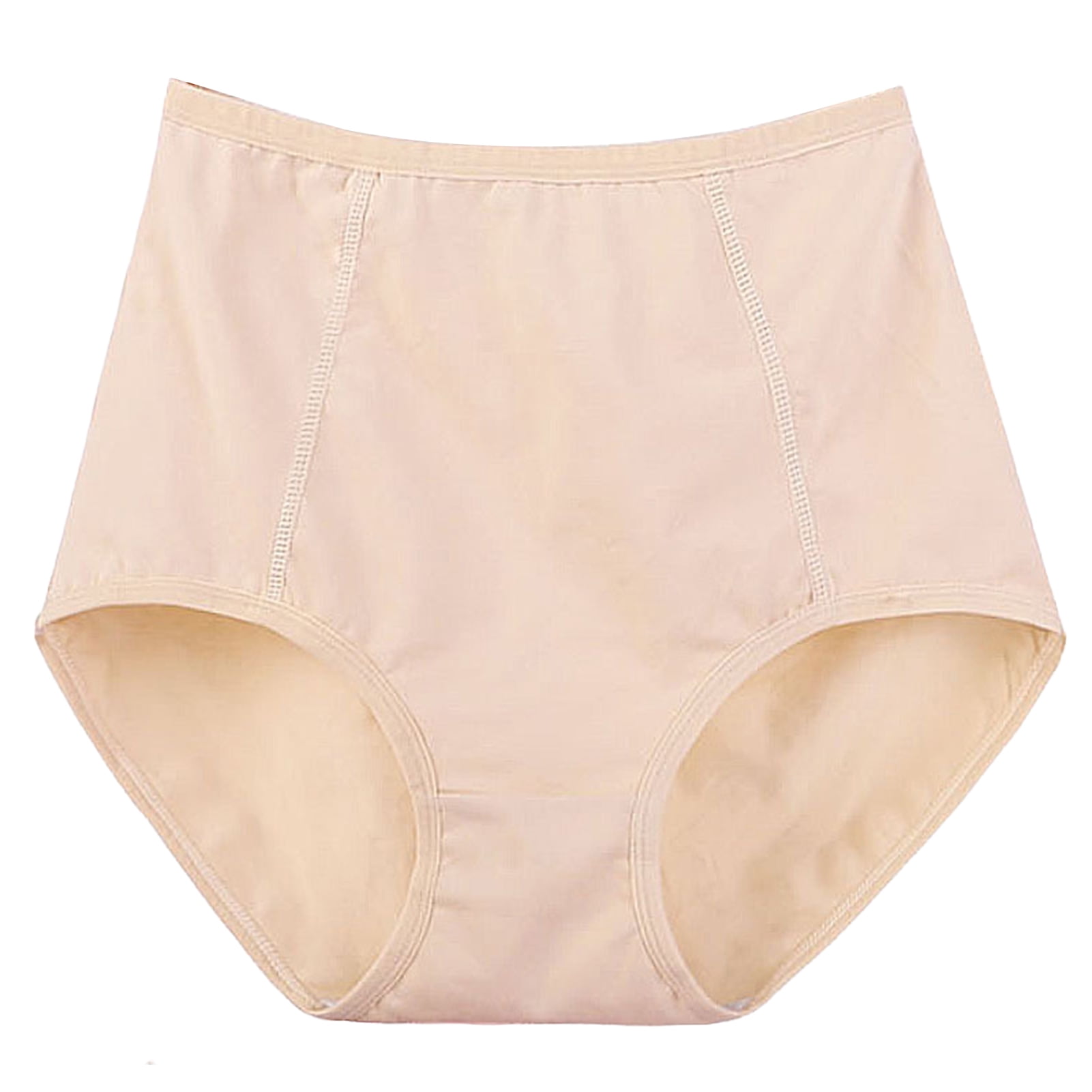 PERZOE Panties Lady Panties Elastic High Waist Solid Color Sweat Absorption Moisture Wicking