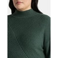 thumbnail image 4 of Terra & Sky Women’s Plus Diagonal Ribbed Mock Neck Sweater, Lightweight, Sizes 0X-5X, 4 of 5