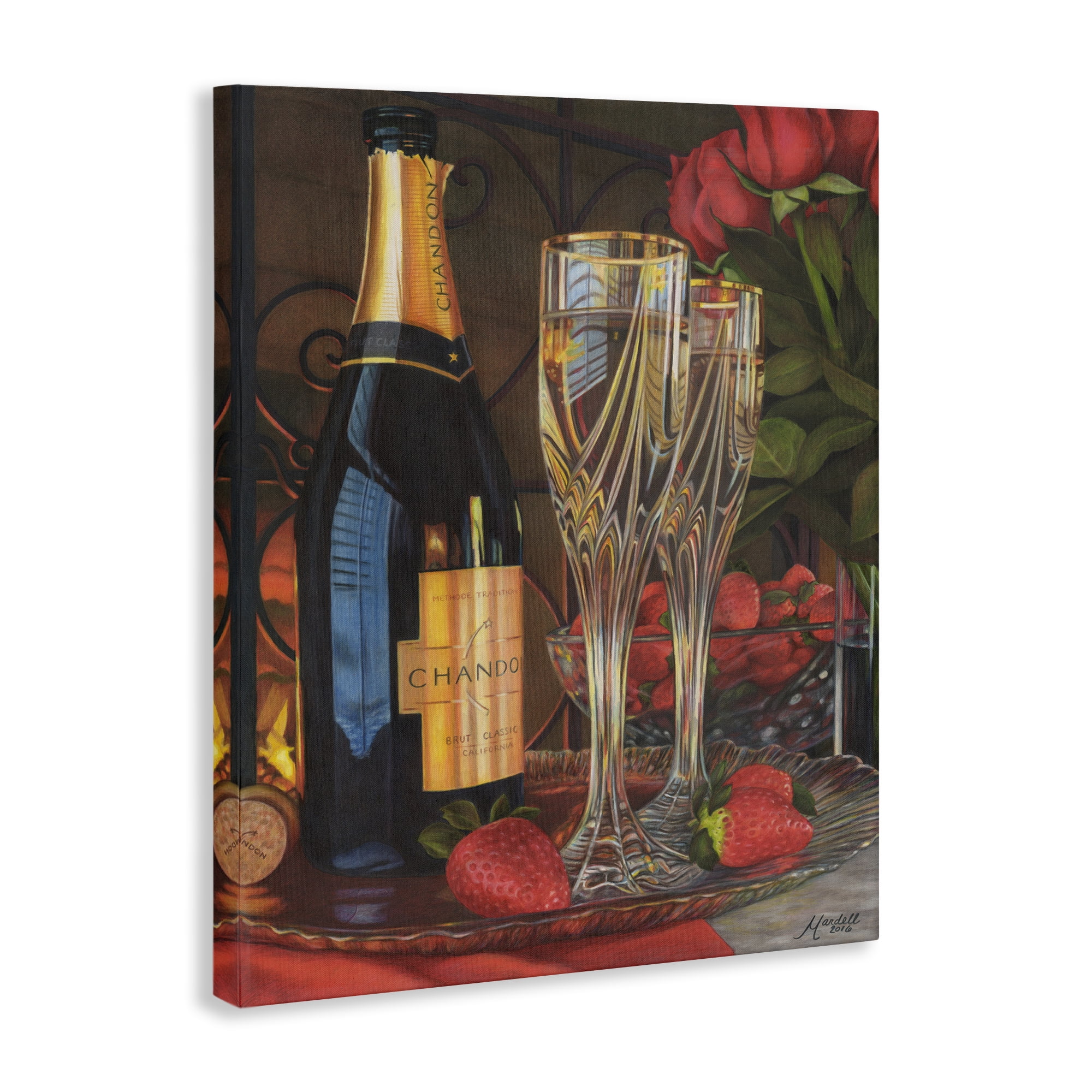 Stupell Industries Romantic Champagne Pair Food & Beverage Painting Gallery Wrapped Canvas Art Print Wall Art, 36 x 48