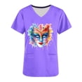 thumbnail image 5 of lcziwo Mardi Gras Scrubs for Women 2025 Spring Summer Short Sleeve T Shirts Nurse Medical Uniforms Casual V Neck Scrub Tops Shirts Purple L, 5 of 6