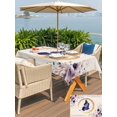 thumbnail image 5 of Outdoor Tablecloth with Umbrella Hole for Patio/Picnic/Party/Camping, Purple Butterflies Flowers Waterproof Table Cloth Rectangle Table Cover Washable, Spring Watercolor Botanical Beige (52"x 70"), 5 of 9