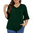 thumbnail image 5 of FAIWAD Womens Plus Size Tops Ruffle 3/4 Sleeve Shirt Casual V Neck Pleated T-Shirt Summer Loose Tunic Blouse, 5 of 8