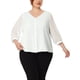 thumbnail image 1 of Blusa de encaje floral de cuello en V con botones y mangas 3/4 para mujer de tallas grandes Agnes Orinda 4X blanca, 1 of 6