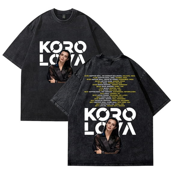 Korolova Merch Vintage Wash Tee Cosplay Women Men Fashion Short Sleeve Cotton T-Shirts Style1