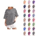 thumbnail image 1 of T-shirt Rayé pour Femmes 2026 Été Tendance Manches Courtes Col Rond Confortable Léger, 1 of 4