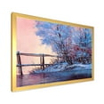 thumbnail image 2 of Bridge Of Meandering River With Winter Scenery I 32 in x 16 in Framed Painting Canvas Art Print, by Designart, 2 of 4