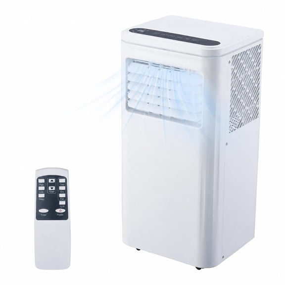 10000 BTU Portable Air Conditioner, Cools Up to 450 sq.ft, 24h Timer, LCD Display, Remote,3-in-1 Quiet AC with Fast Cooling, Dehumidifier & Fan, Window Kit - White