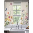 thumbnail image 2 of Wildflowers Sheer Curtains 63 Inch Length 2 Panels Set Window Treatments, Spring Vintage Tulip Butterfly Floral Leaf Rod Pocket Semi Curtains for Living Room/Bedroom/Kitchen Décor, 104"W x 63"L, 2 of 7