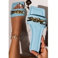 thumbnail image 4 of TUOBARR Flat Sandals Women, Women's Slides Square Open Toe Flat Chain Slip On Shoes, Comfortable Dressy Casual Daily Beach Slippers Blue, 4 of 4