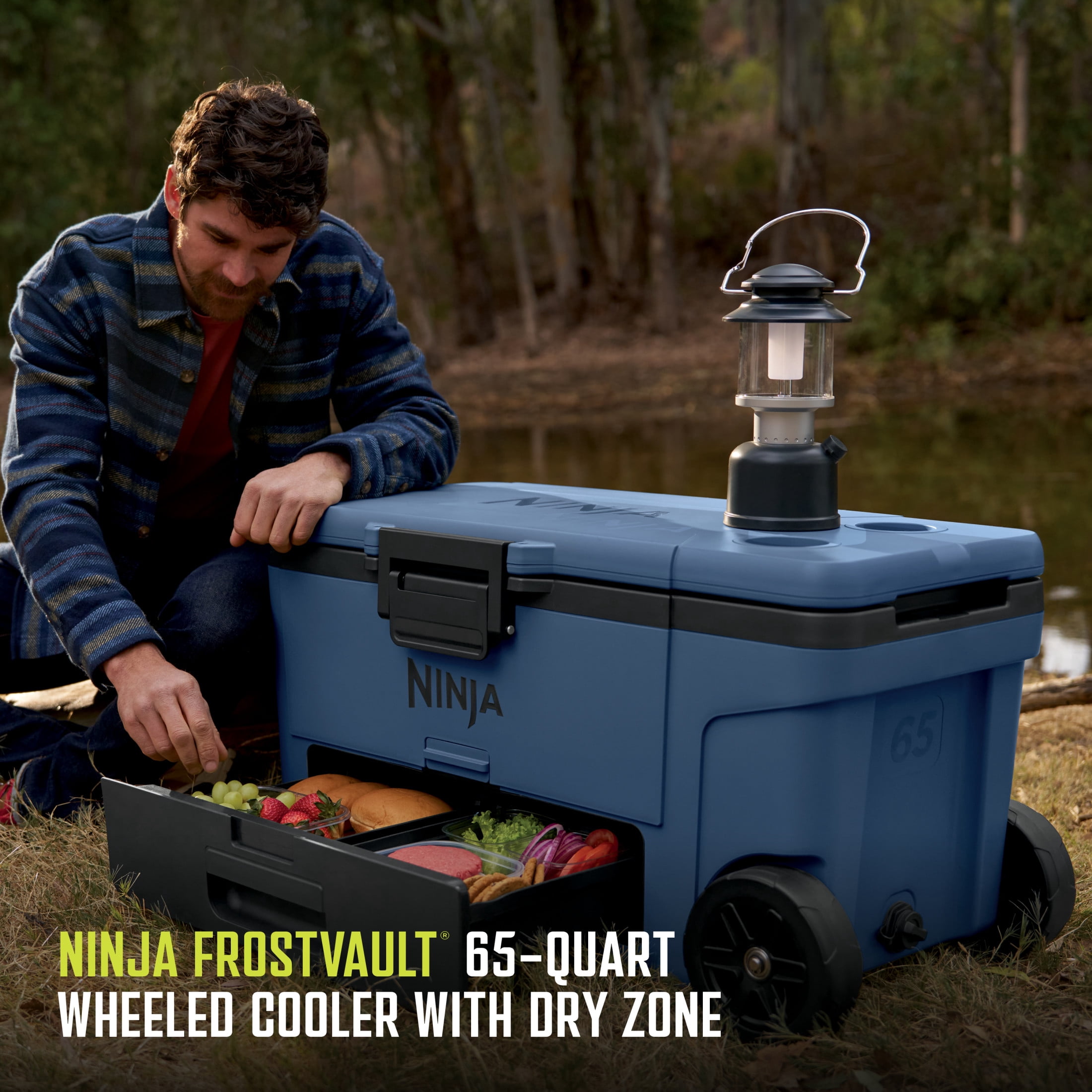 Ninja FrostVault 65 Quart Wheeled Cooler, Blue, Ice Retention, Dry Ninja FrostVault 65 Quart Wheeled Cooler, Blue, Ice Retention, Dry