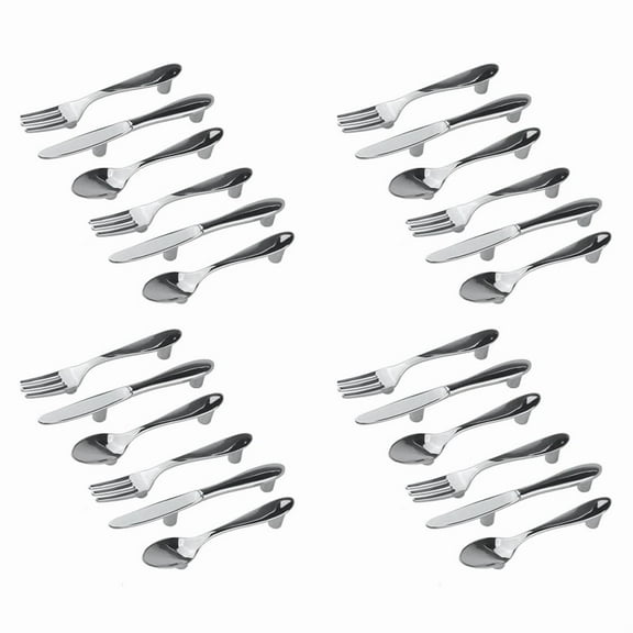 24 PCS Knife Spoon Fork Kitchen Cabinet Closet Drawer Pull Handles Knobs 3-Inch Center to Center (Silver)