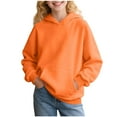 thumbnail image 2 of Elvqul Girls Lightweight Sweatshirts with Pockets Shirts Plain Pullover Orange Teen Hoodies for Big Boys Long Sleeve, 2 of 8