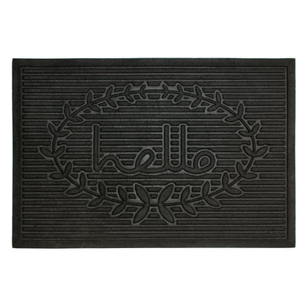 Calloway Mills 106432436 Poly Hello Indoor/Outdoor Mat, 24" x 36", Black